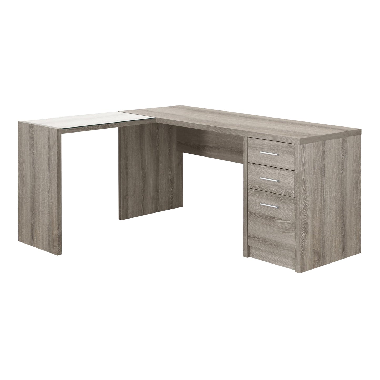 55" White L-Shape Computer Desk With Three Drawers