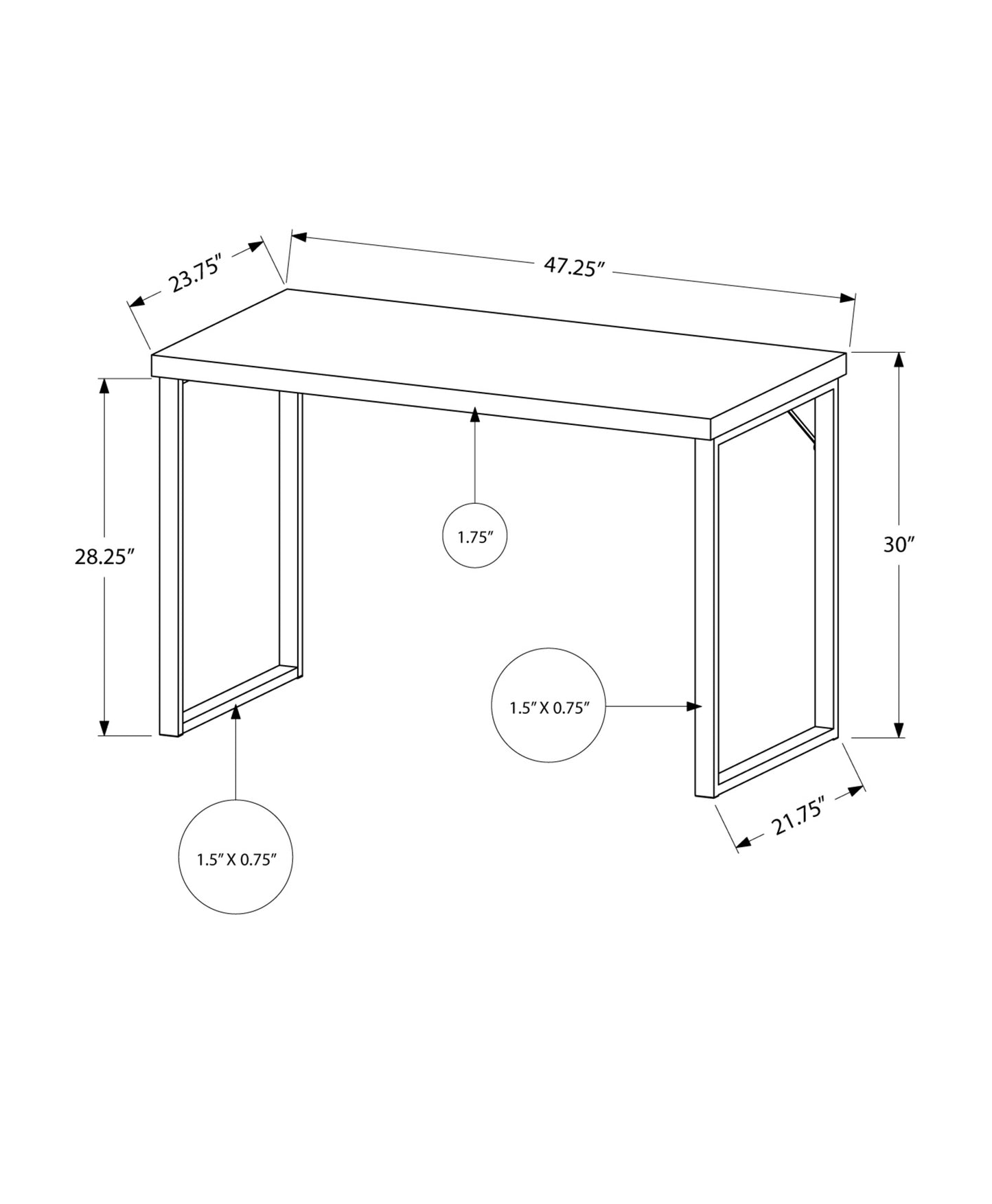 24" Dark Brown Rectangular Computer Desk