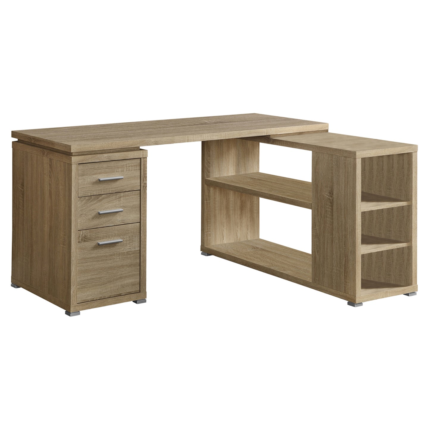 47" Brown L-Shape Computer Desk With Three Drawers