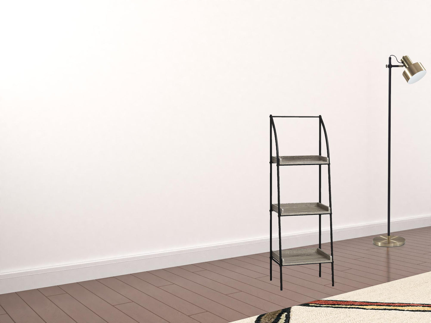 48" Taupe Metal Three Tier Etagere Bookcase