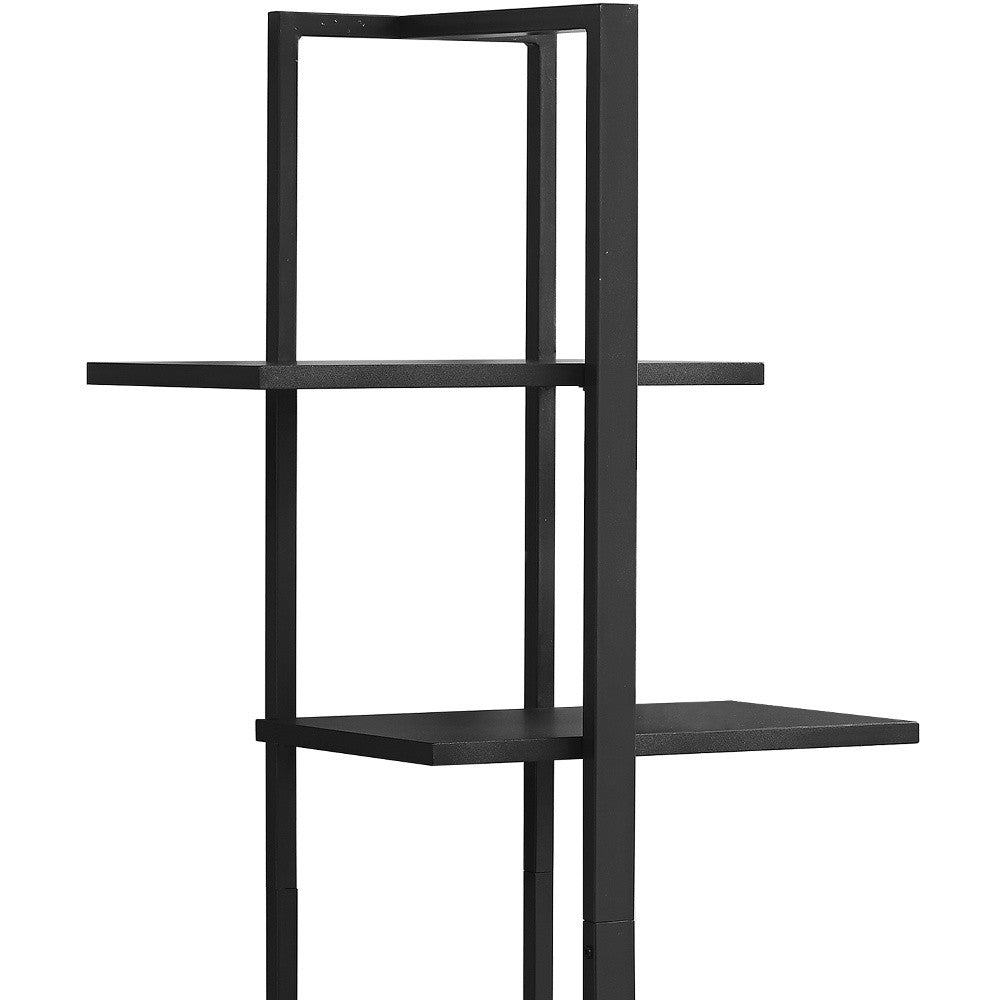 60" Black Metal Five Tier Etagere Bookcase
