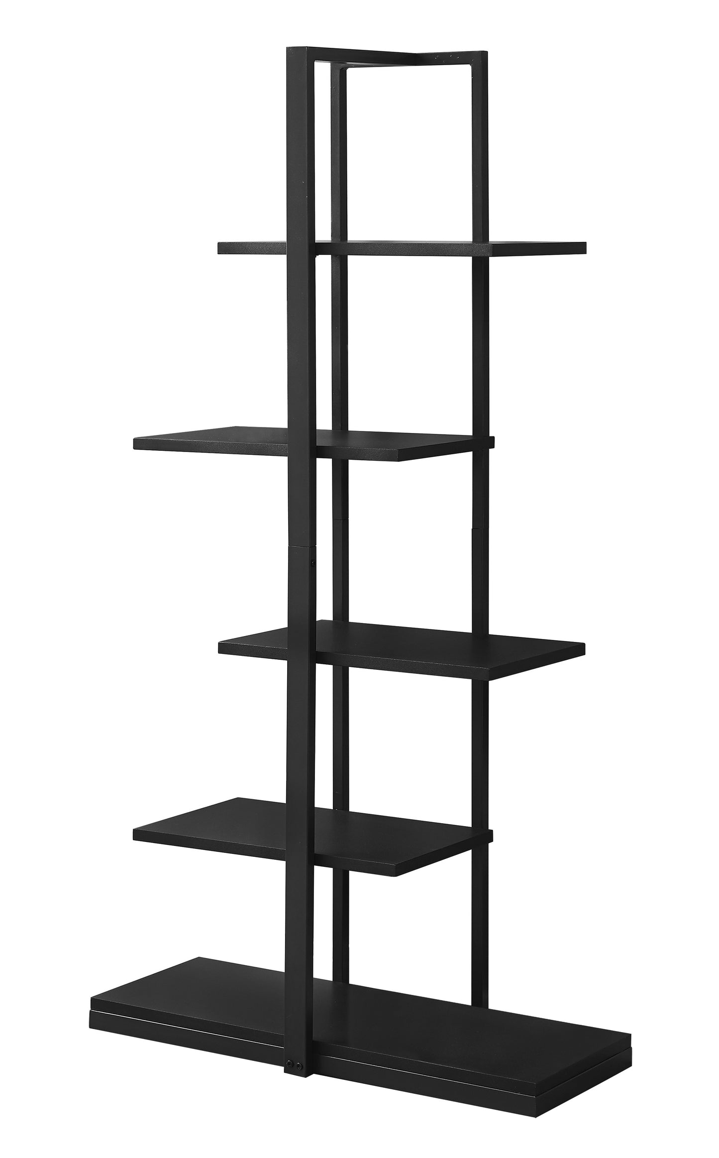60" Black Metal Five Tier Etagere Bookcase
