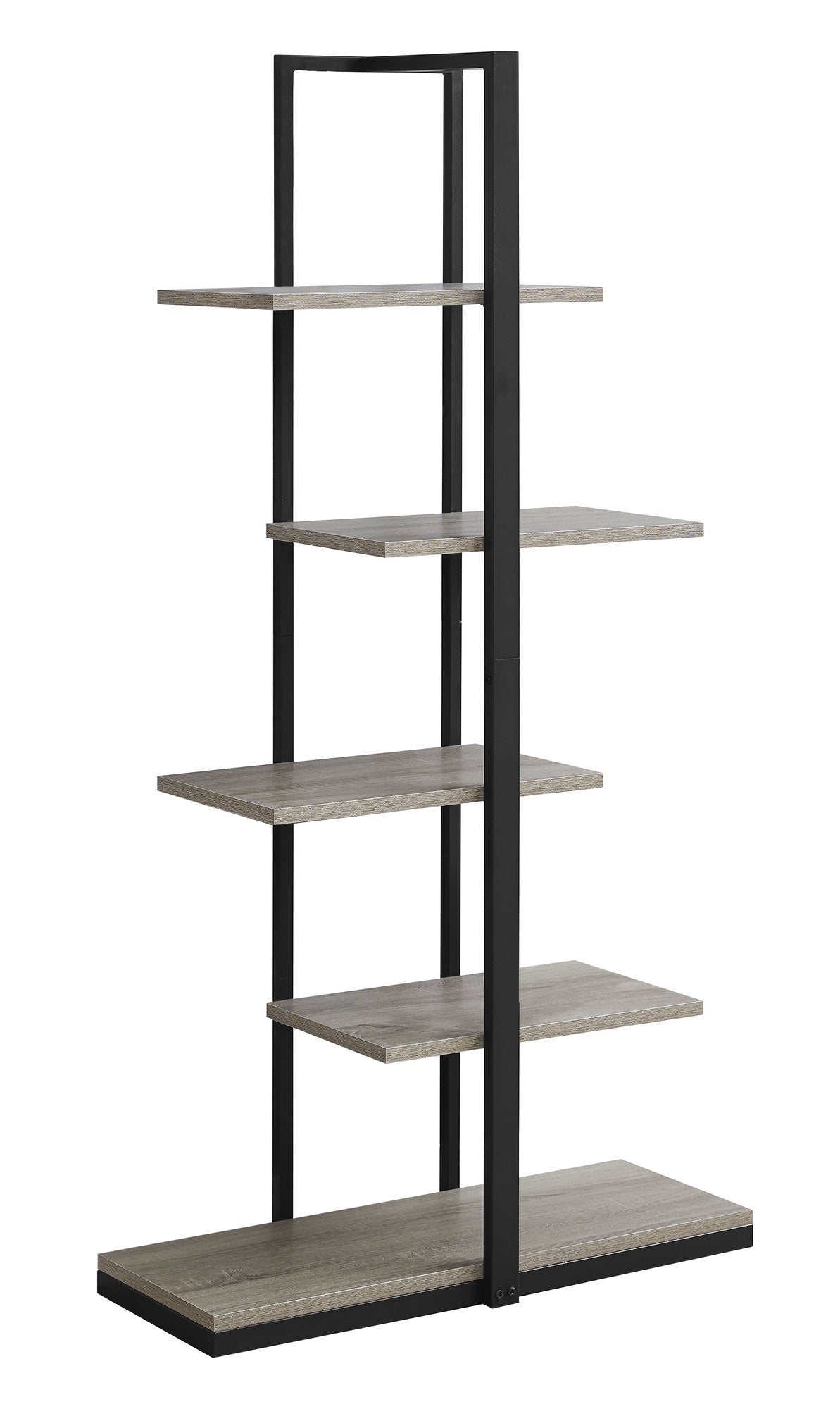 60" Black Metal Five Tier Etagere Bookcase