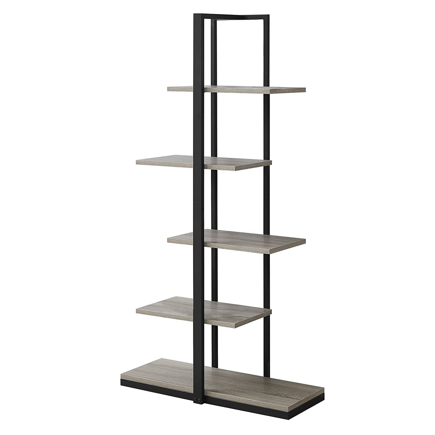60" Black Metal Five Tier Etagere Bookcase