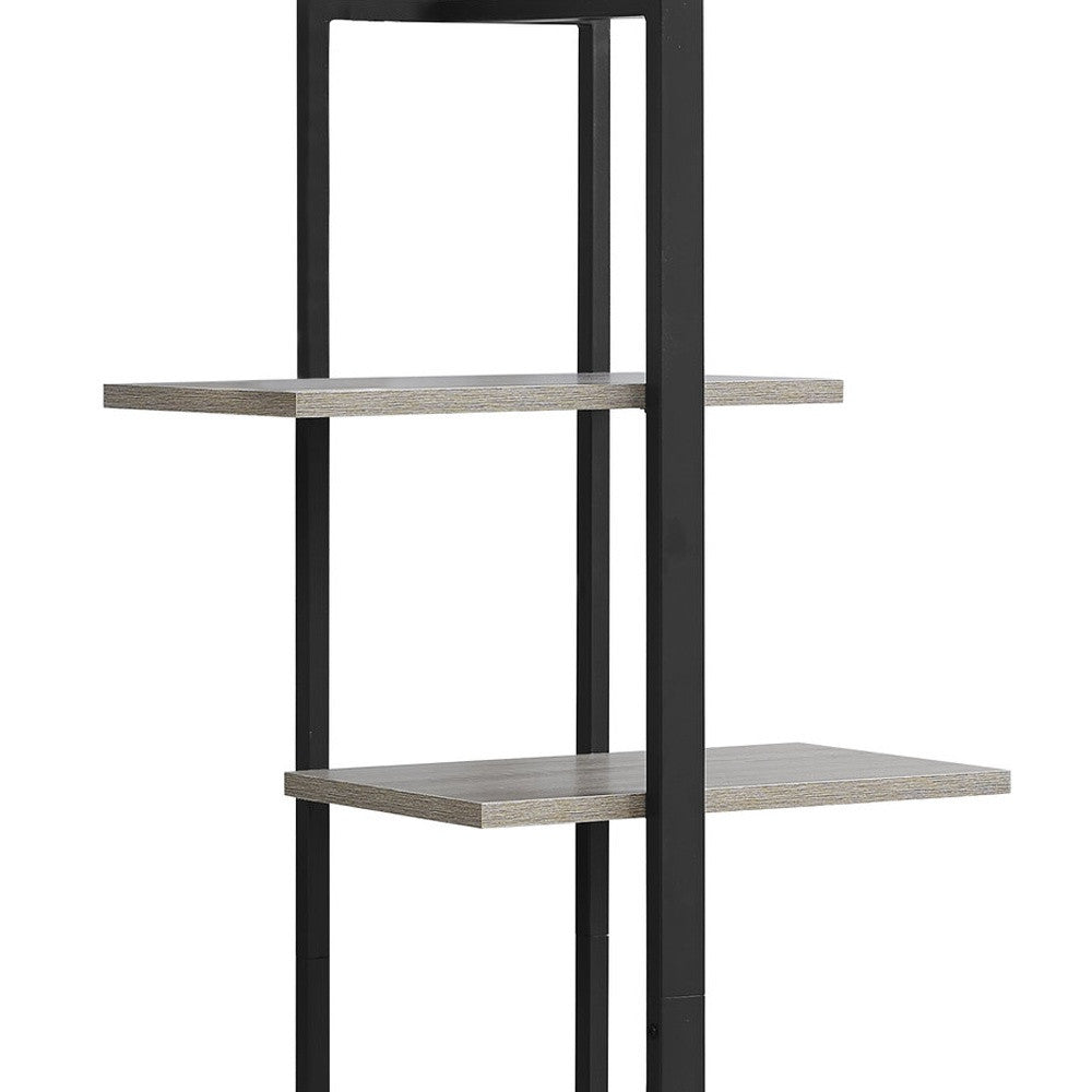 60" Black Metal Five Tier Etagere Bookcase