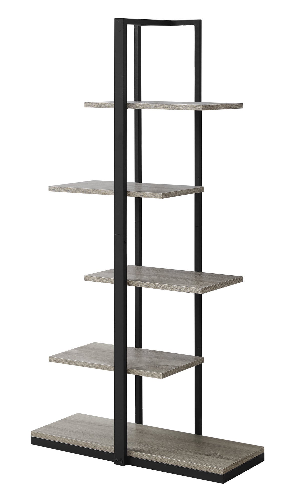 60" Black Metal Five Tier Etagere Bookcase