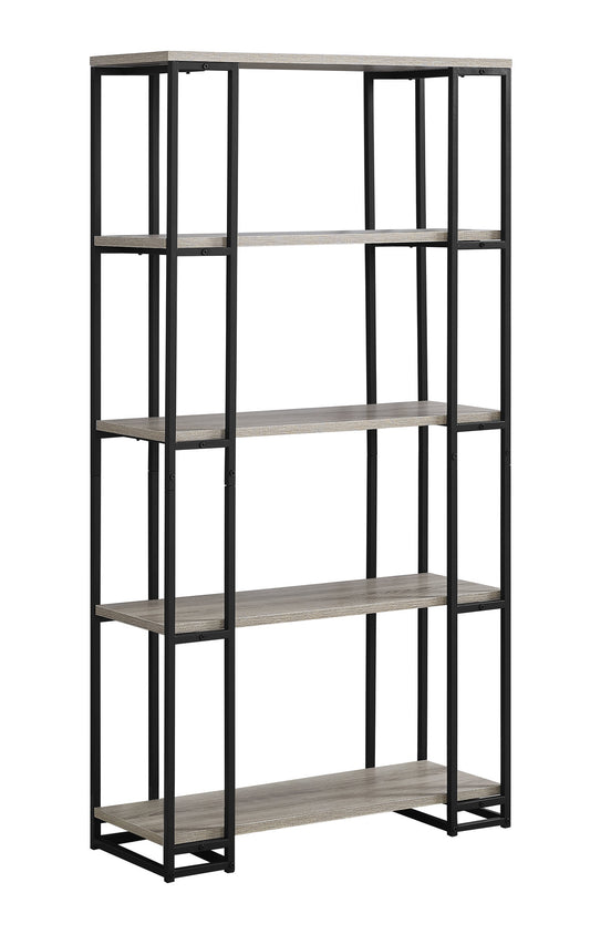 12.5" X 32" X 62" Dark Taupe Black Mdf Metal  Bookcase