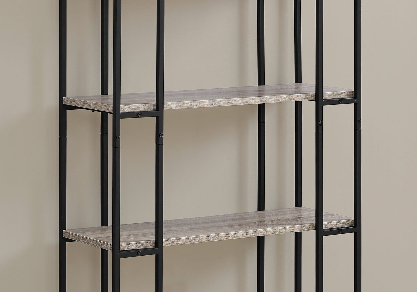 12.5" X 32" X 62" Dark Taupe Black Mdf Metal Bookcase