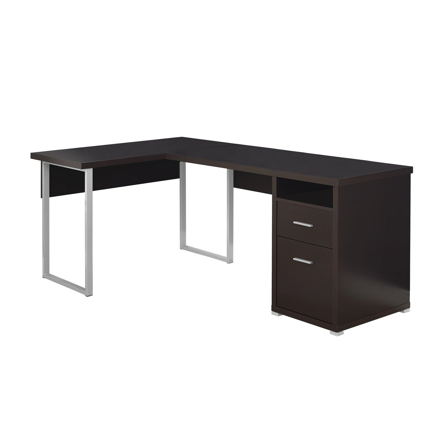 47" Taupe L-Shape Computer Desk With Two Drawers