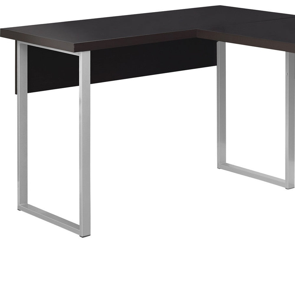 47" Taupe L-Shape Computer Desk With Two Drawers
