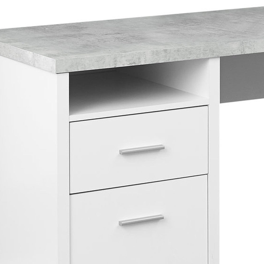 47" Taupe L-Shape Computer Desk With Two Drawers