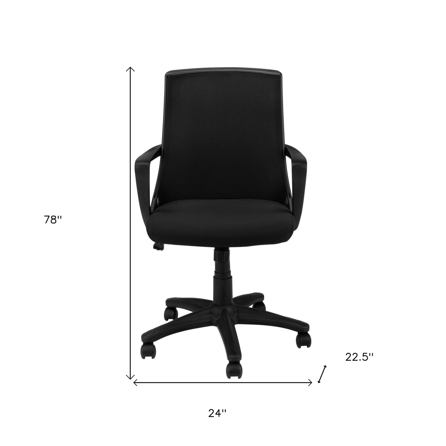 Black Fabric Seat Swivel Adjustable Task Chair Fabric Back Plastic Frame