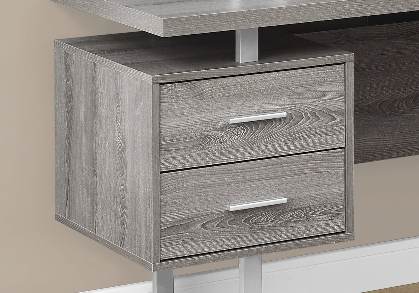 71" Taupe L-Shape Computer Desk With Three Drawers