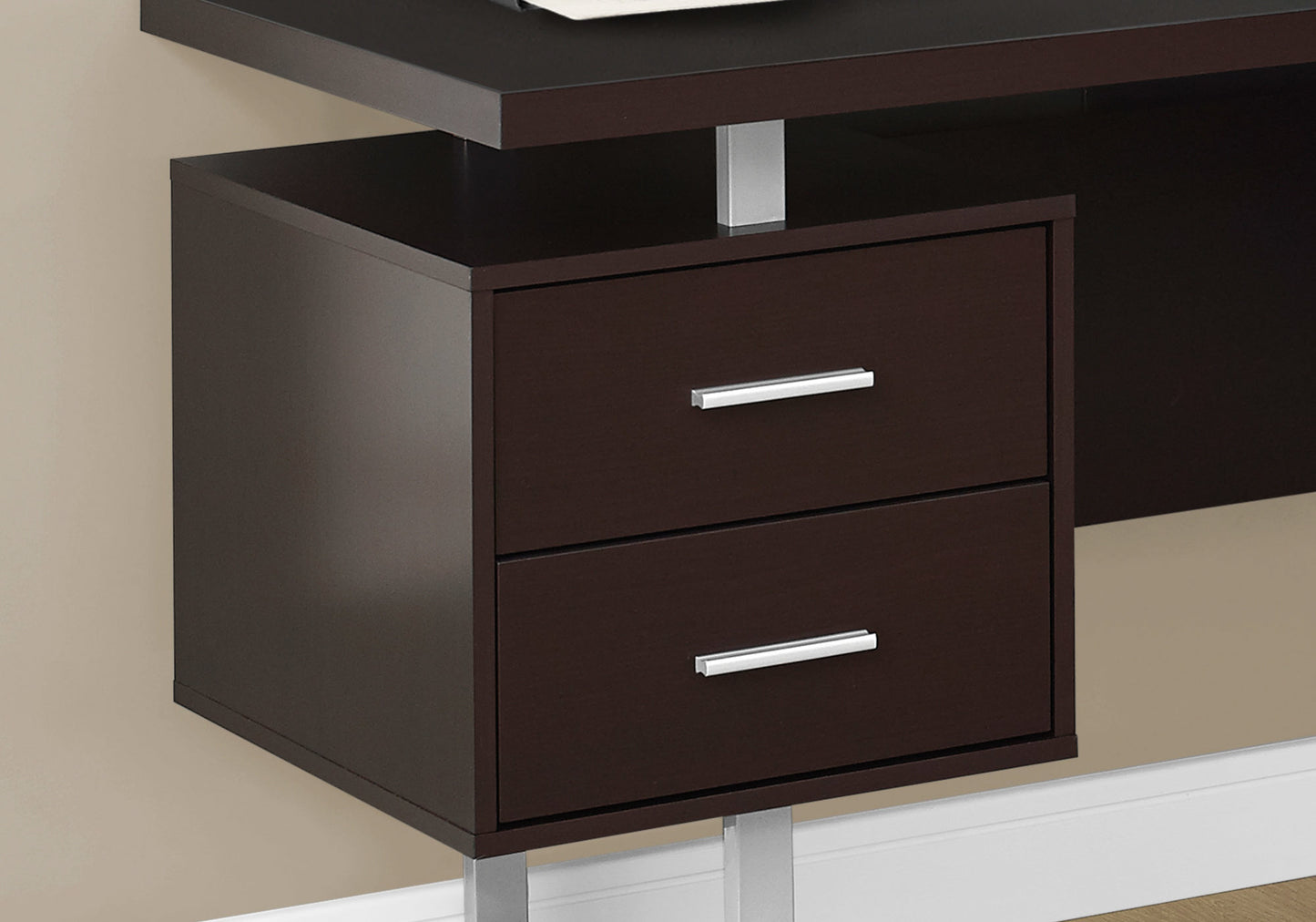 71" Taupe L-Shape Computer Desk With Three Drawers