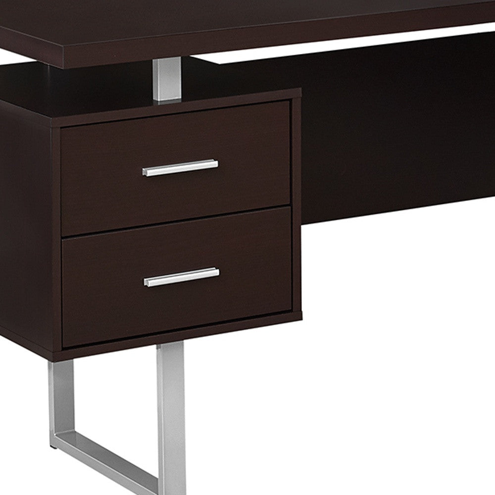 71" Taupe L-Shape Computer Desk With Three Drawers