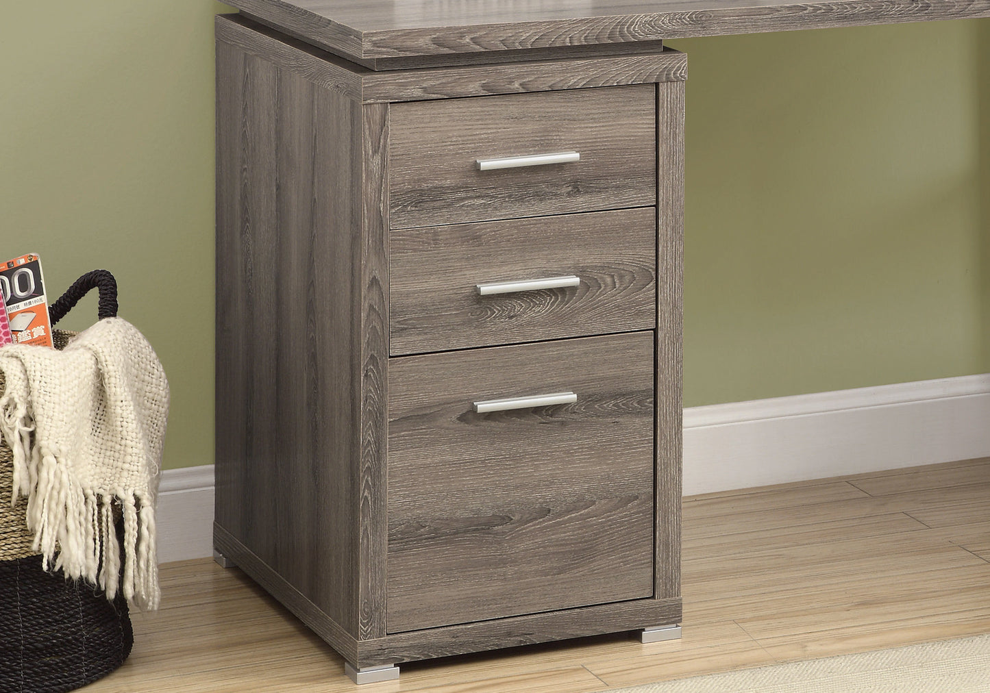 47" Brown L-Shape Computer Desk With Three Drawers