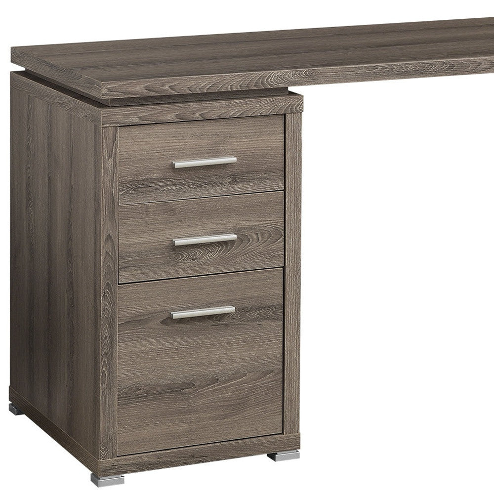 47" Brown L-Shape Computer Desk With Three Drawers
