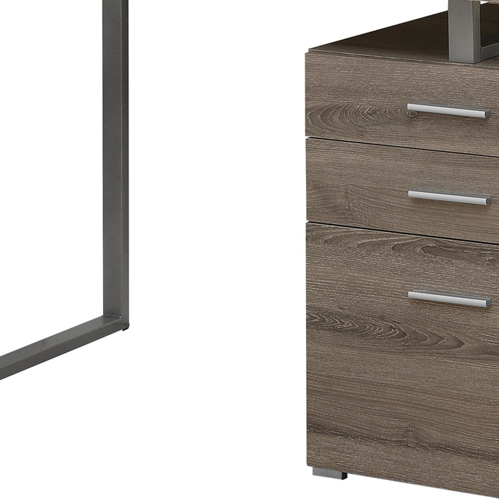 24" Brown Rectangular Computer Desk With Two Drawers