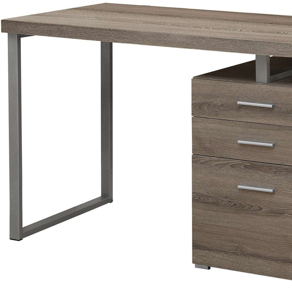 24" Brown Rectangular Computer Desk With Two Drawers
