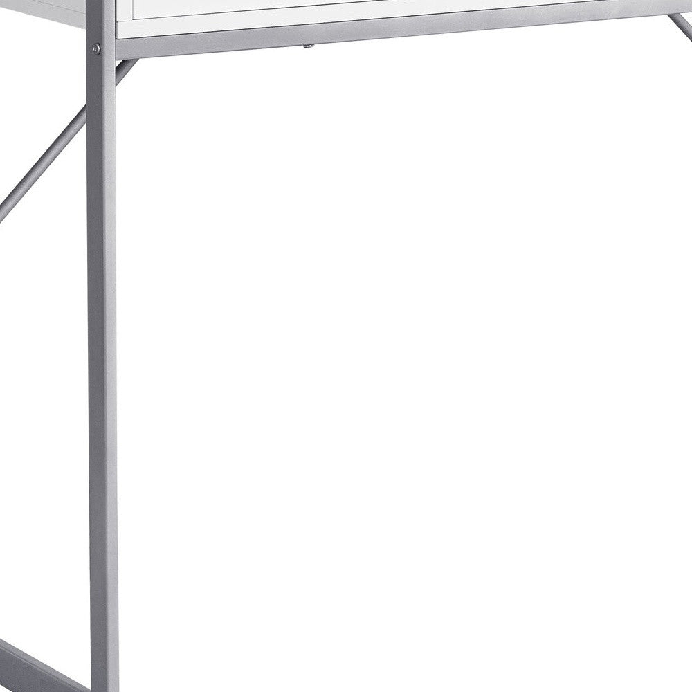 22" White Rectangular Computer Desk With Two Drawers