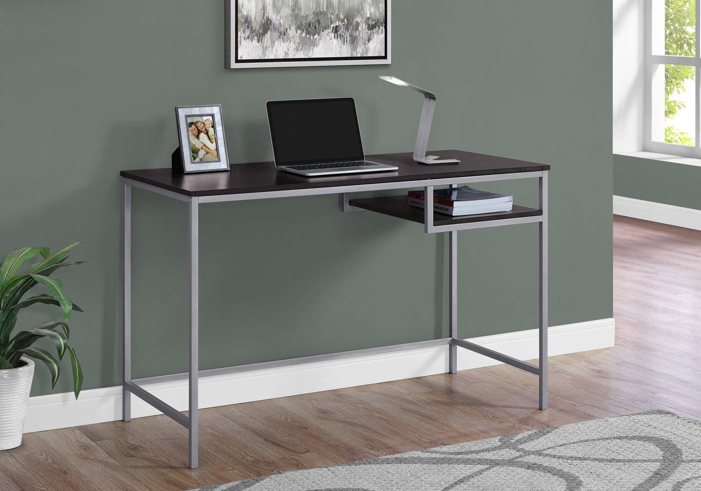 30" White Mdf And White Metal Computer Desk