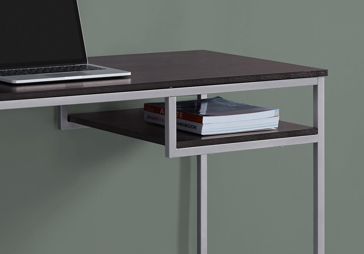 30" White Mdf And White Metal Computer Desk