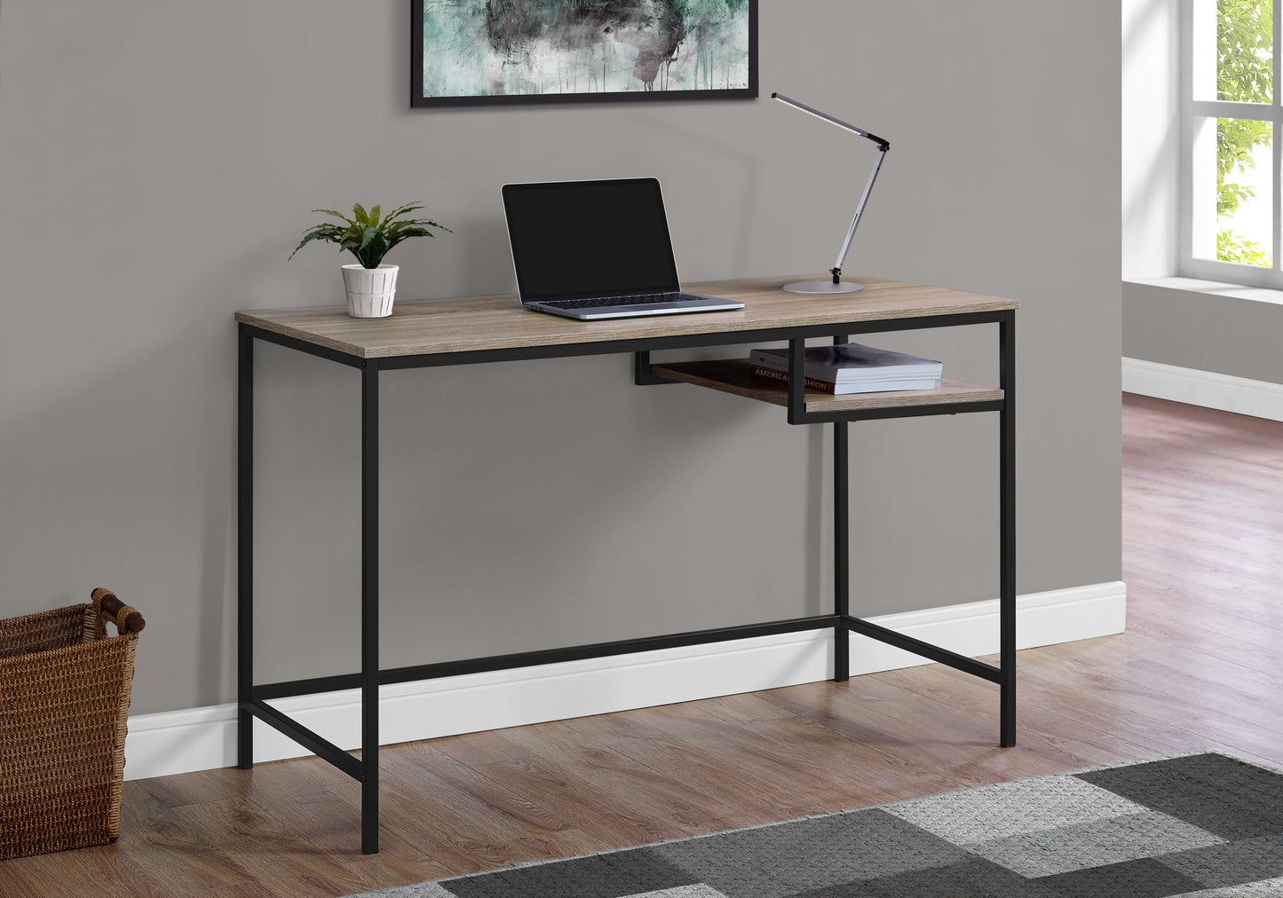 30" White Mdf And White Metal Computer Desk