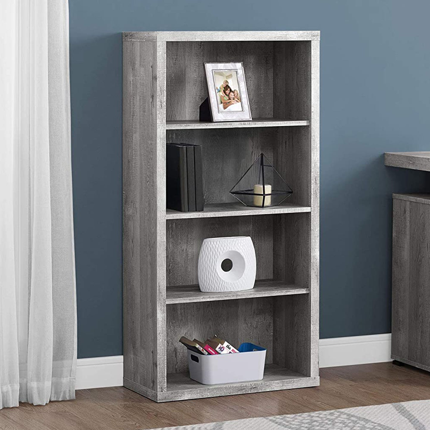 48" Brown Four Tier Standard Bookcase