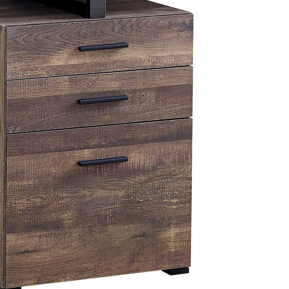 24" Brown Rectangular Computer Desk With Three Drawers
