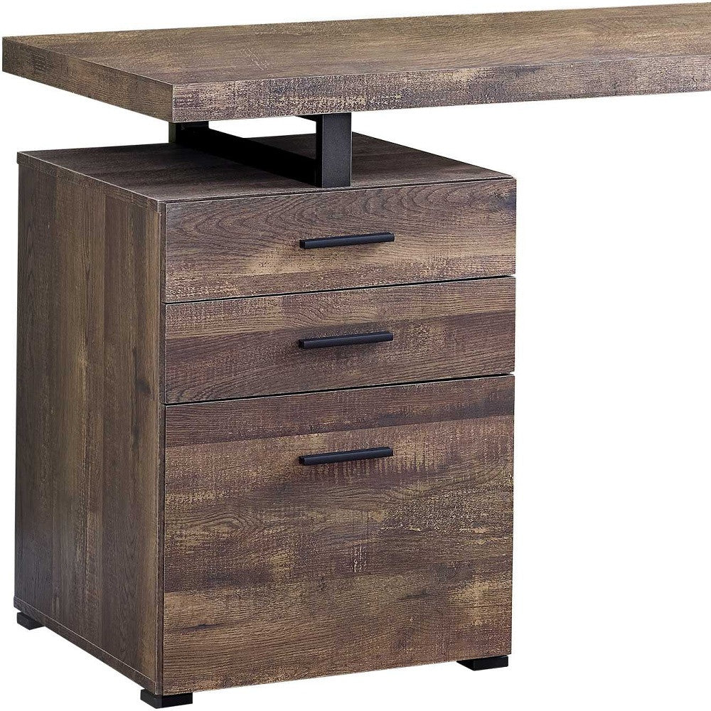 24" Brown Rectangular Computer Desk With Three Drawers