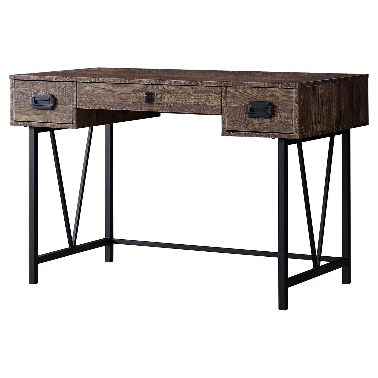 24" Brown Rectangular Computer Desk With Three Drawers