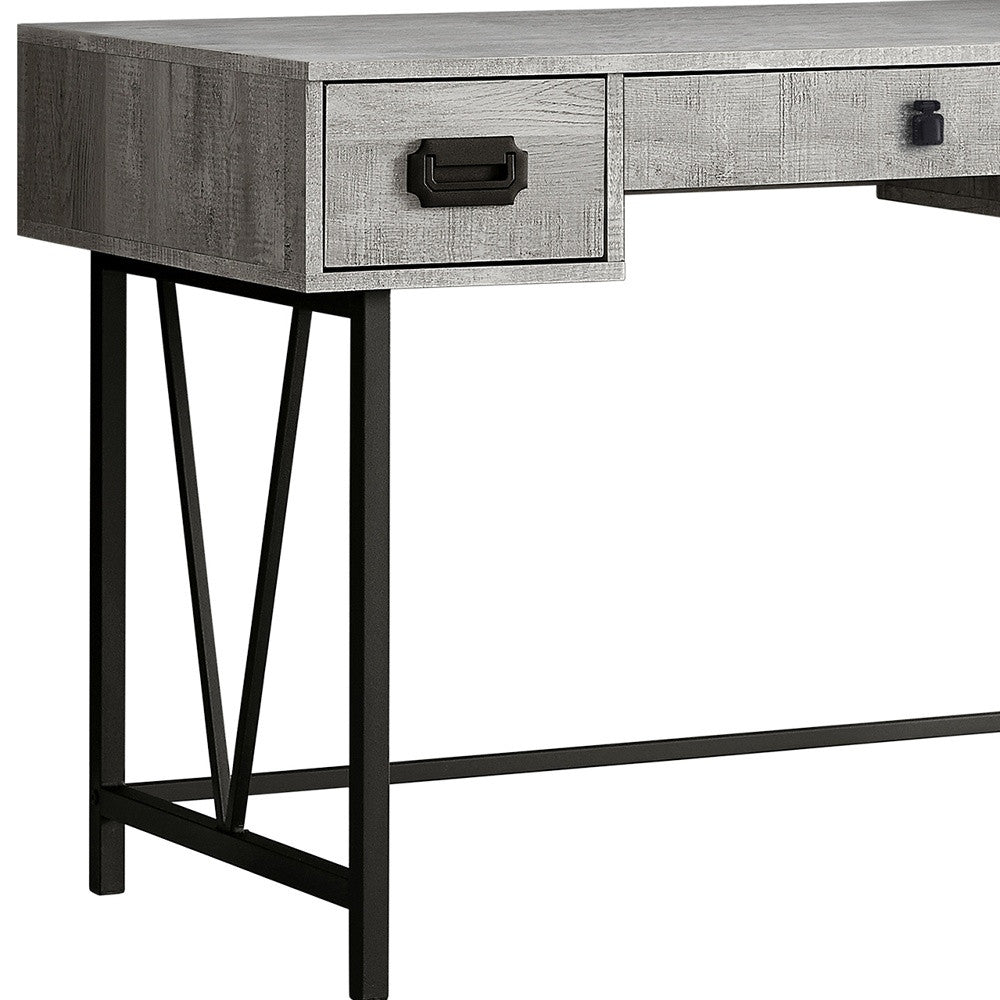 24" Brown Rectangular Computer Desk With Three Drawers