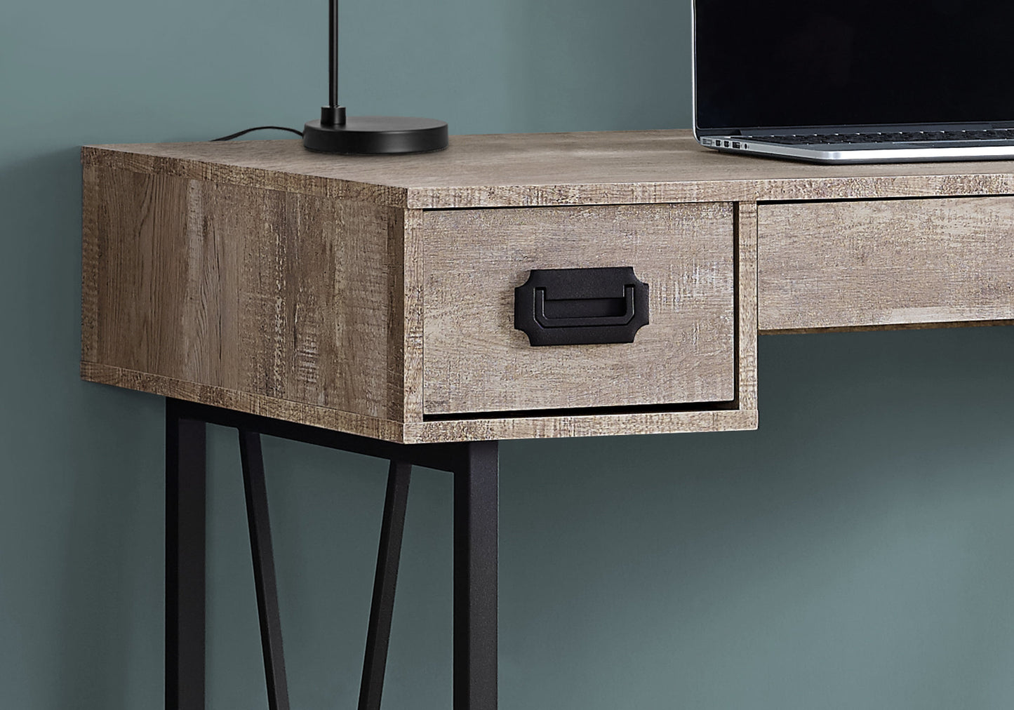 24" Taupe Rectangular Computer Desk With Three Drawers