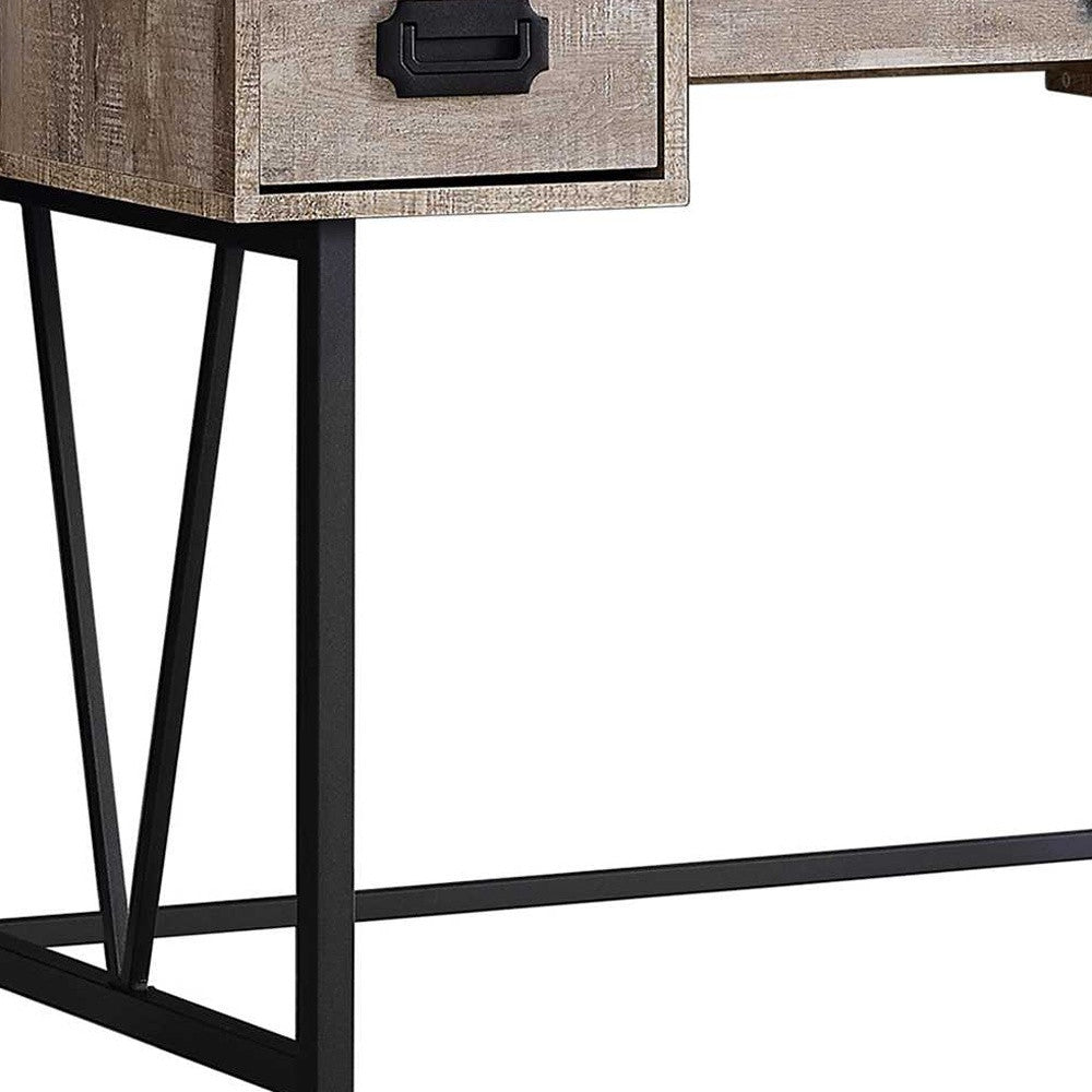 24" Taupe Rectangular Computer Desk With Three Drawers
