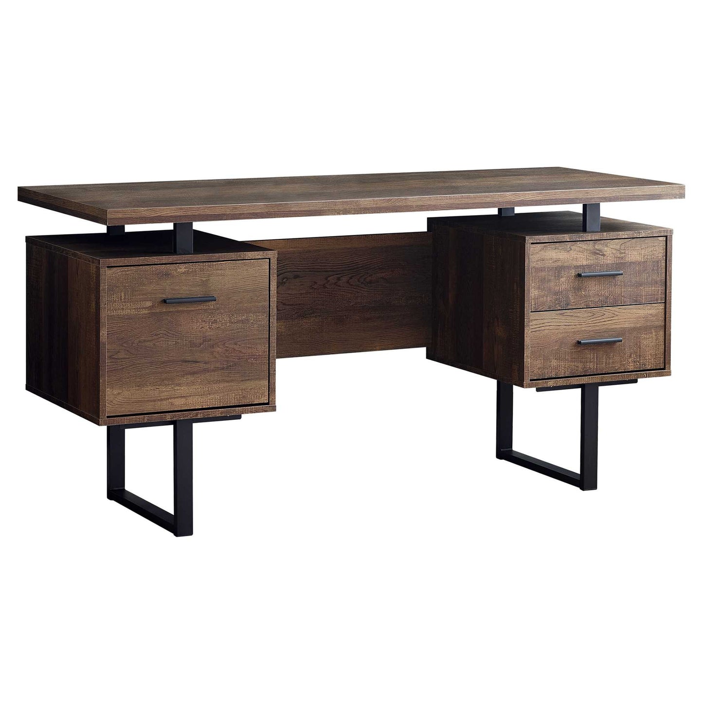 60" Modern Rustic 3 Drawer Computer Desk