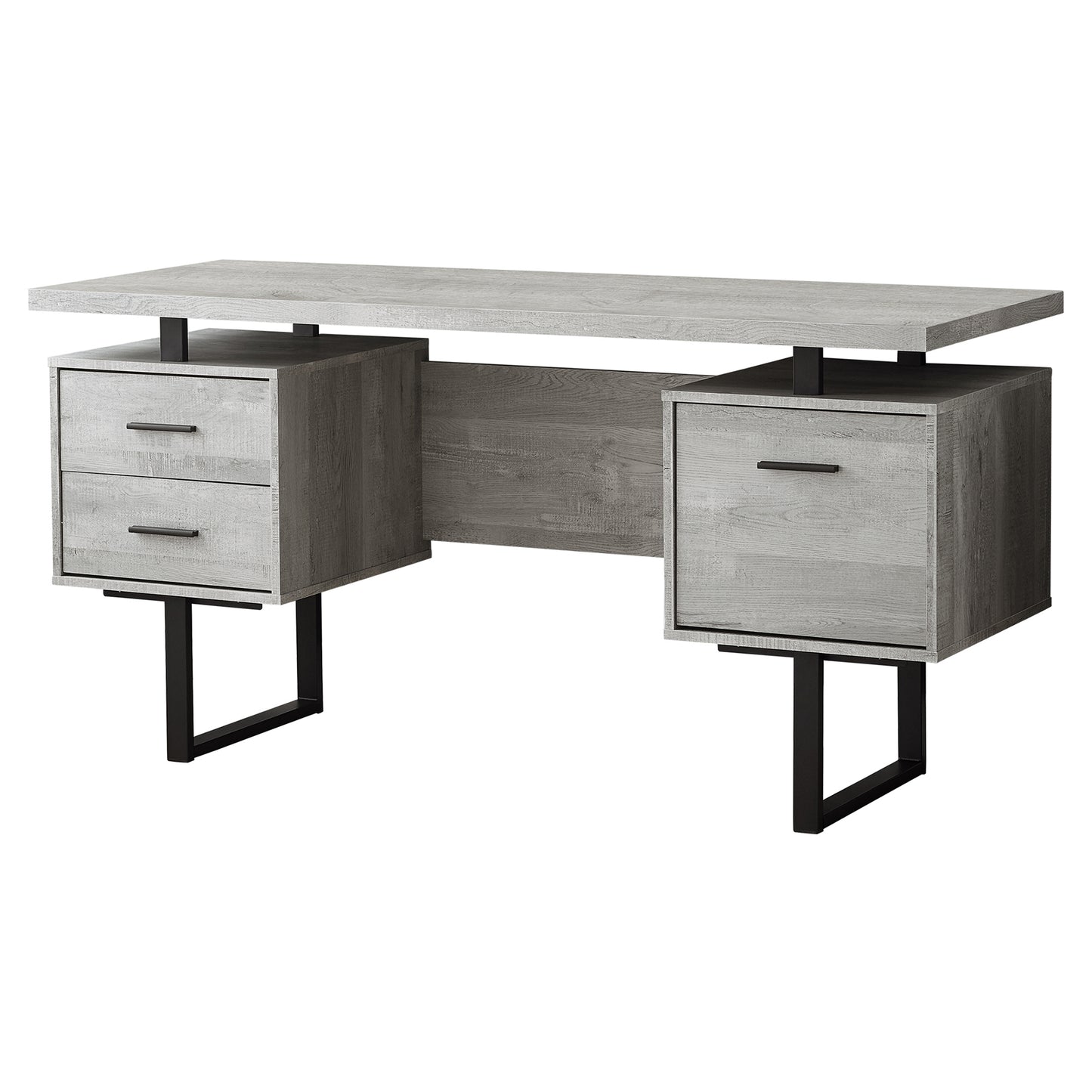 60" Modern Rustic 3 Drawer Computer Desk