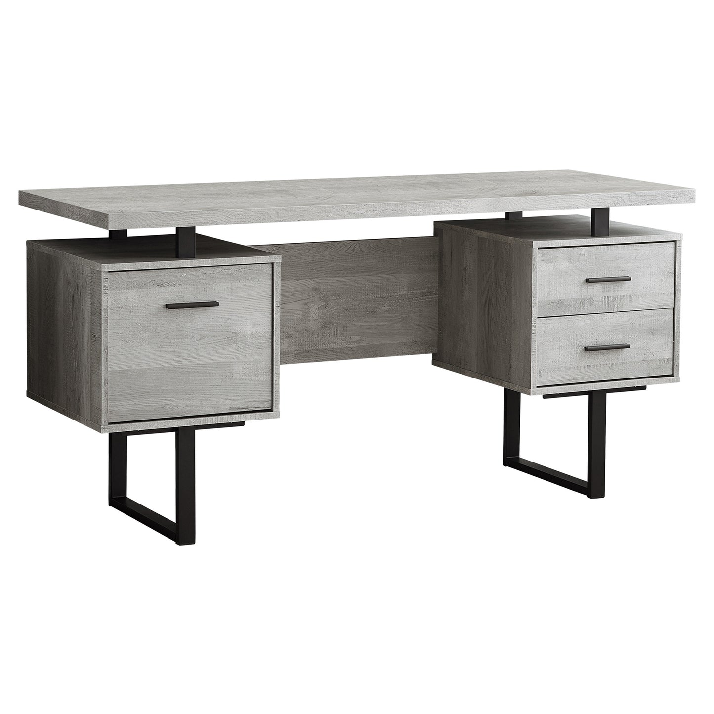 60" Modern Rustic 3 Drawer Computer Desk