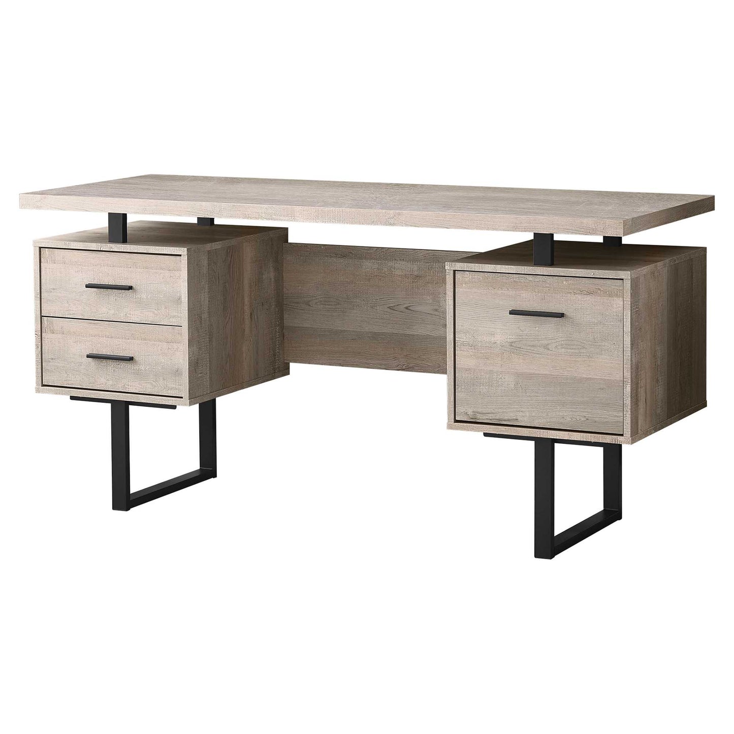 60" Modern Rustic 3 Drawer Computer Desk