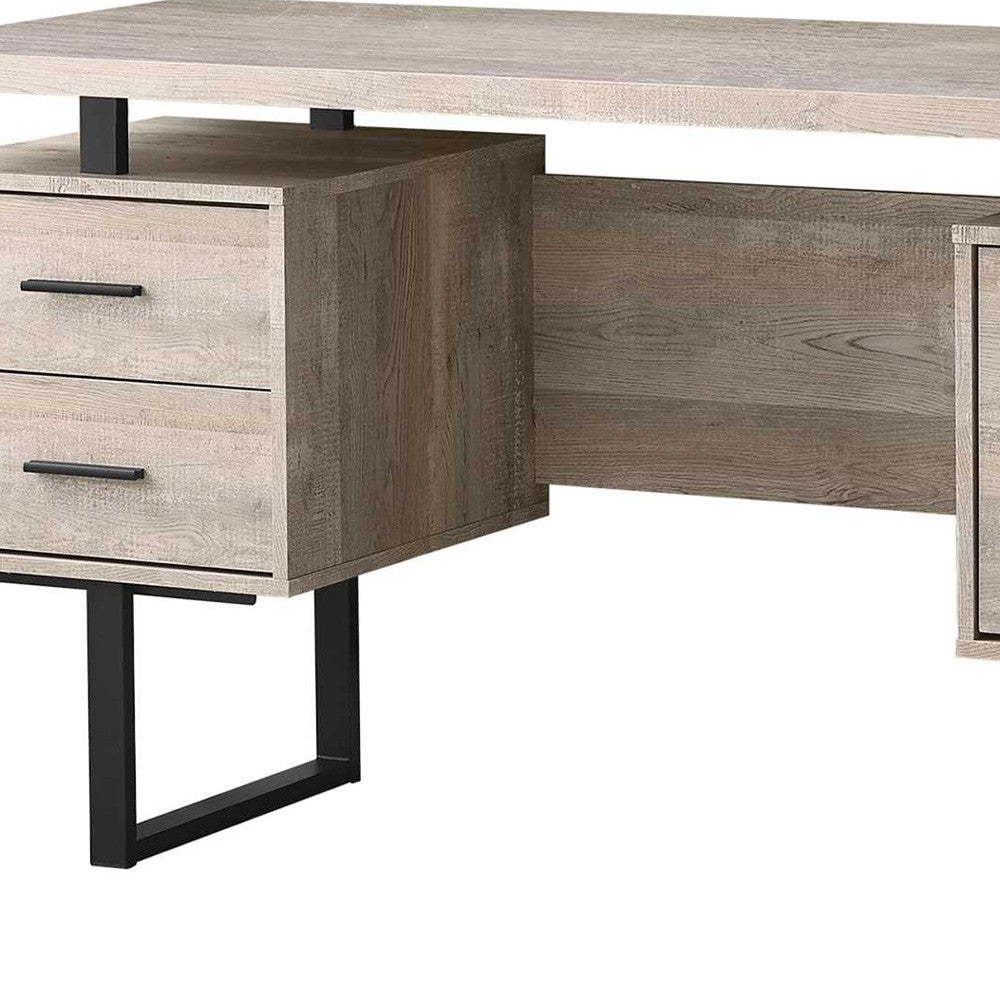 60" Modern Rustic 3 Drawer Computer Desk