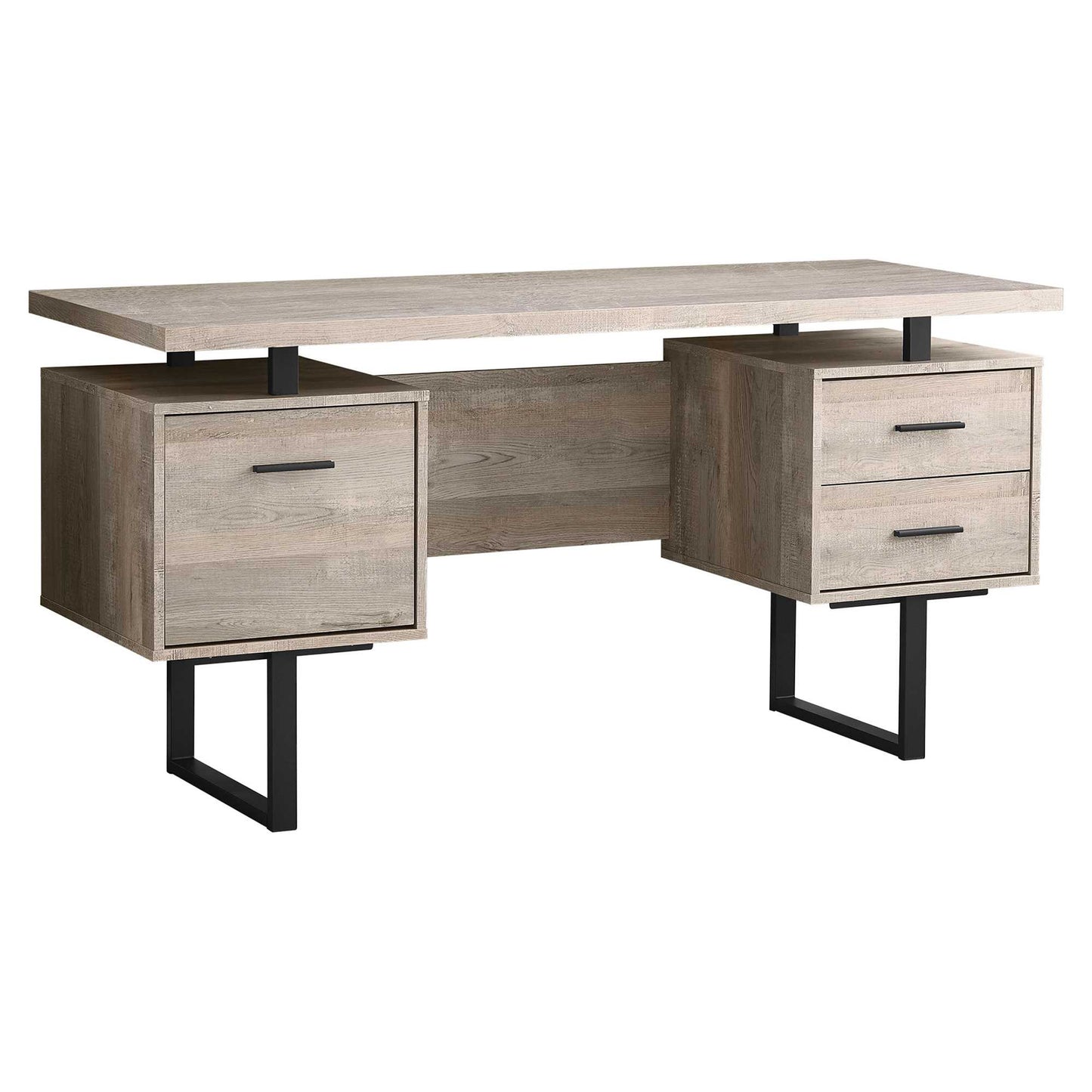 60" Modern Rustic 3 Drawer Computer Desk