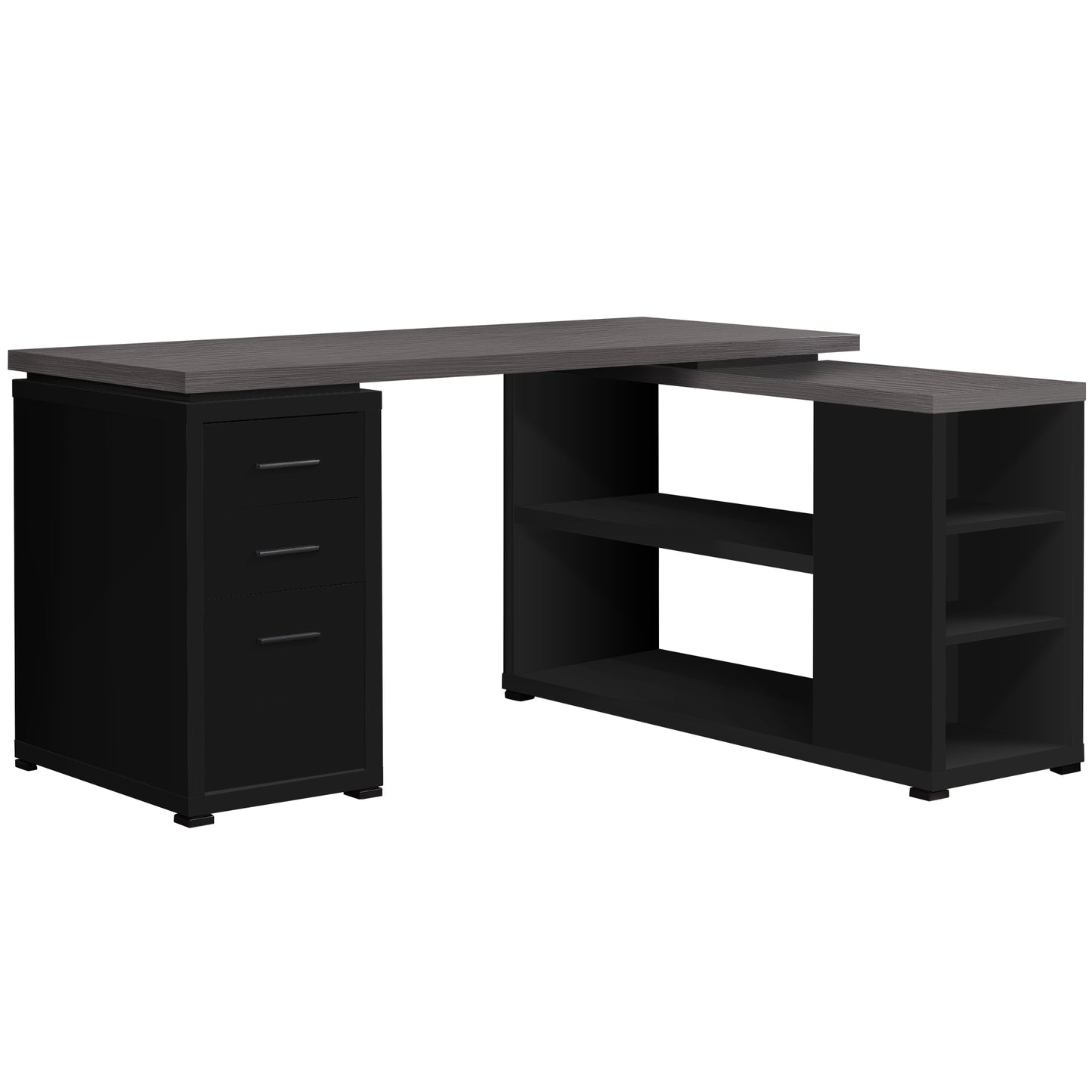47" Brown L-Shape Computer Desk With Three Drawers