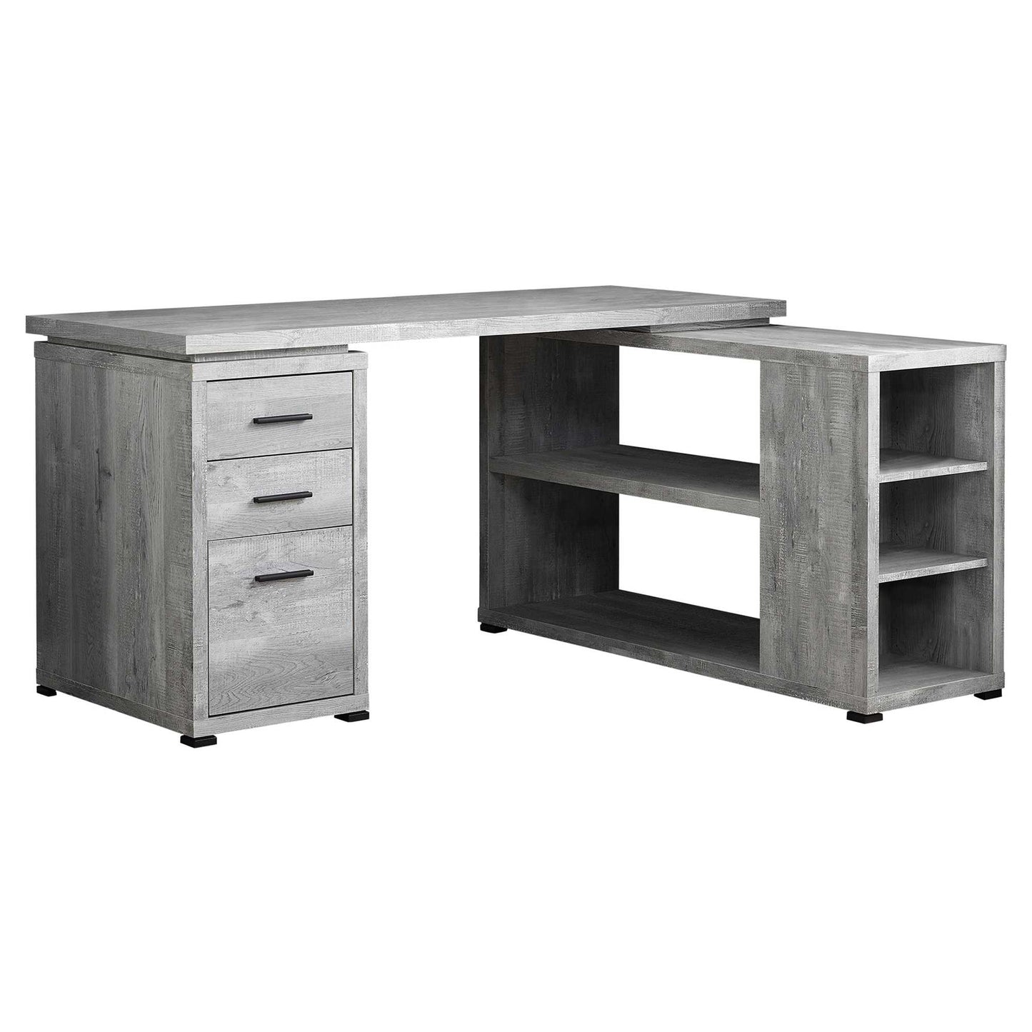47" Brown L-Shape Computer Desk With Three Drawers
