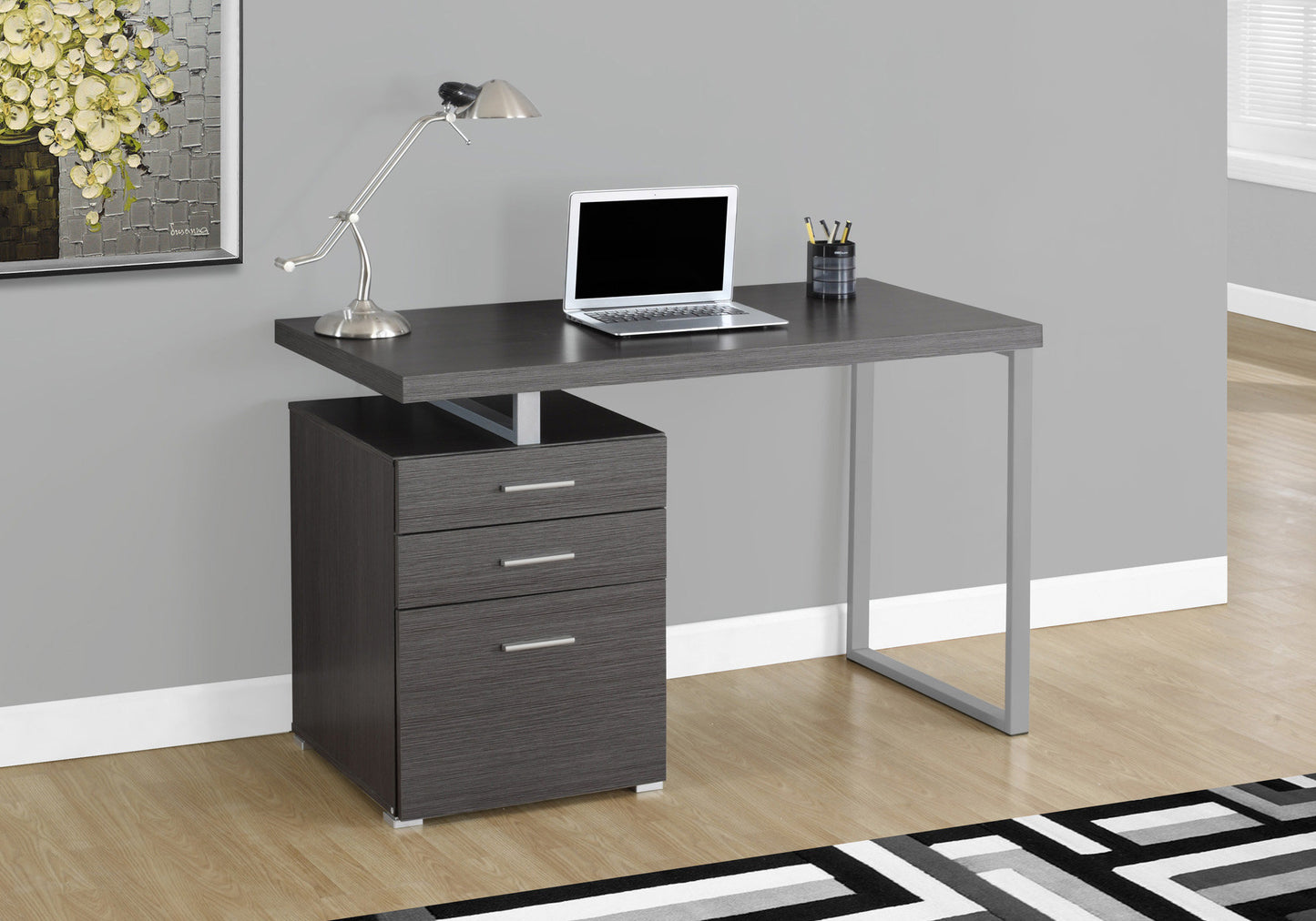 24" Brown Rectangular Computer Desk With Two Drawers