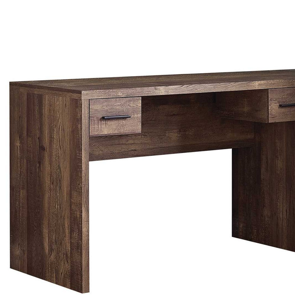 24" Grey Rectangular Computer Desk With Two Drawers
