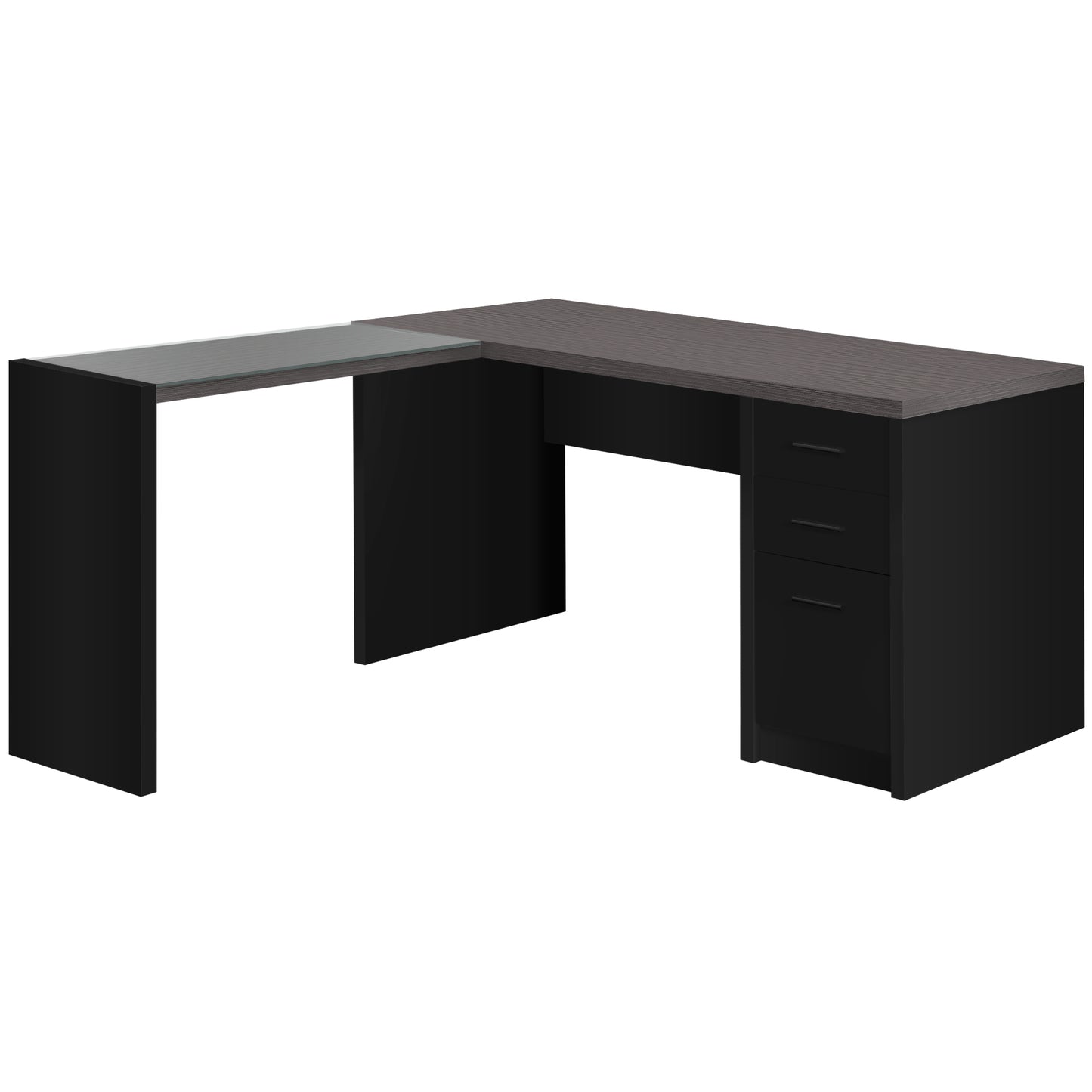55" White L-Shape Computer Desk With Three Drawers