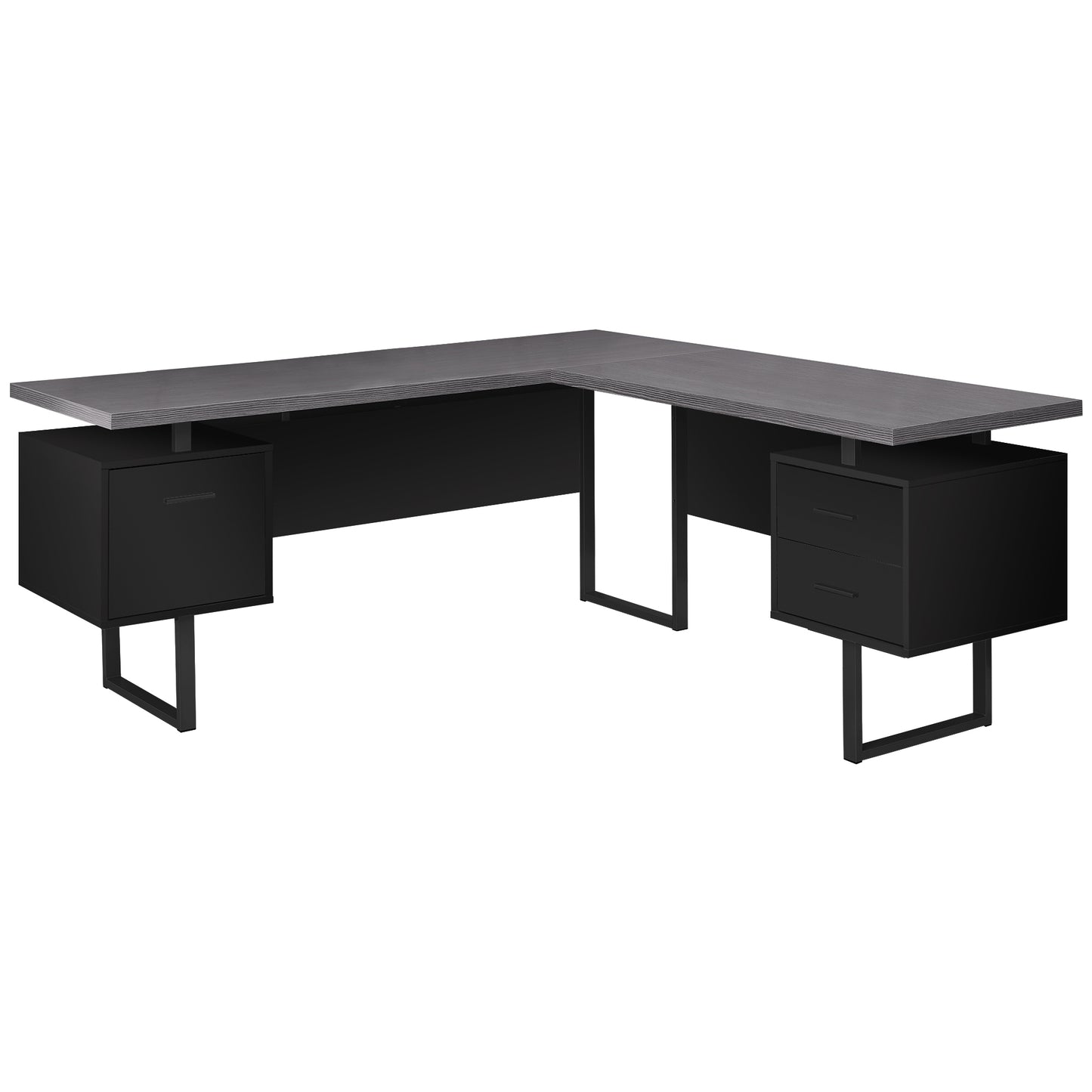 71" Taupe L-Shape Computer Desk With Three Drawers