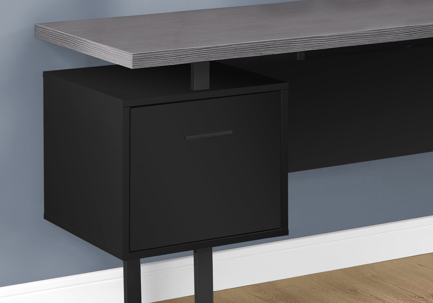 71" Taupe L-Shape Computer Desk With Three Drawers