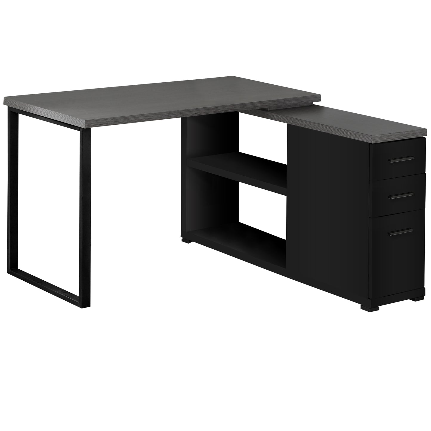 47" White L-Shape Computer Desk With Three Drawers