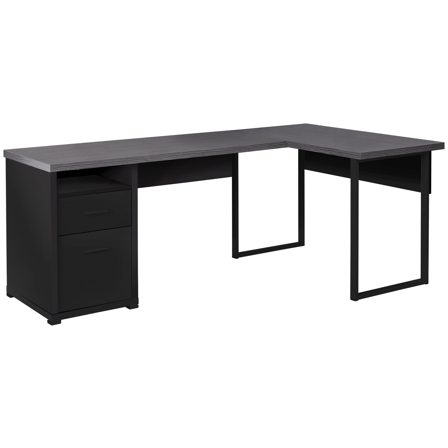 47" Taupe L-Shape Computer Desk With Two Drawers