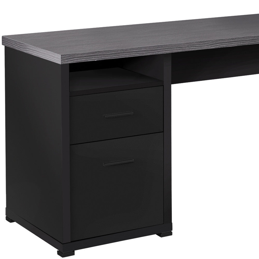 47" Taupe L-Shape Computer Desk With Two Drawers